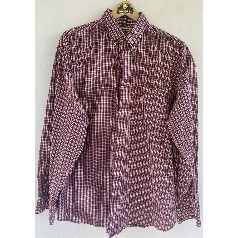 Wrangler Riata Red Plaid Long Sleeve Button Down Shirt Men's Size 2XL